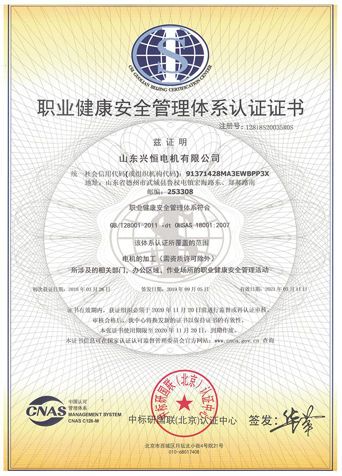 Occupational health and safety management system certification